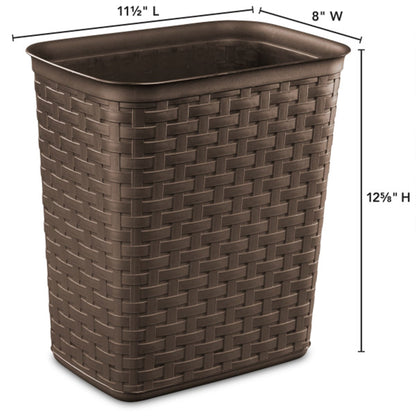 Sterilite Weave 3.4 Gallon Plastic Home & Office Wastebasket Trash Can (12 Pack)
