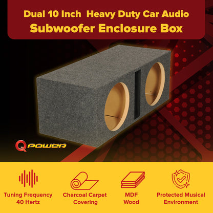 Q Power QBASS Dual 10 Inch Heavy Duty Car Audio Subwoofer Enclosure Box - Find Fresh Goods