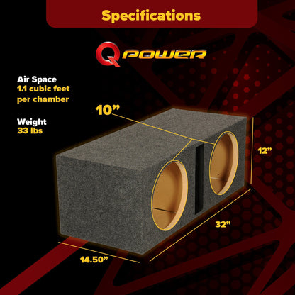 Q Power QBASS Dual 10 Inch Heavy Duty Car Audio Subwoofer Enclosure Box - Find Fresh Goods