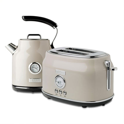 Haden Dorset 2 Slice Wide Slot Toaster & Electric Water Kettle, Putty & Chrome
