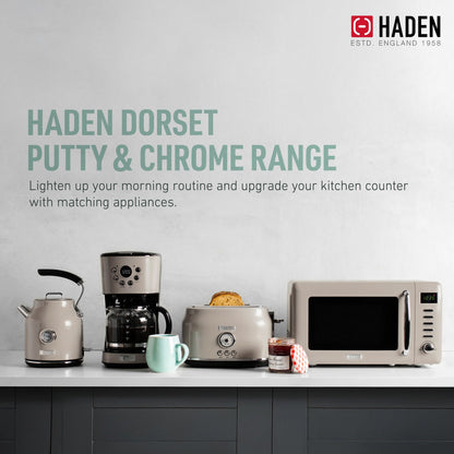 Haden Dorset 2 Slice Wide Slot Toaster & Electric Water Kettle, Putty & Chrome