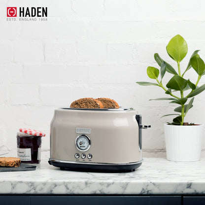 Haden Dorset 2 Slice Wide Slot Toaster & Electric Water Kettle, Putty & Chrome