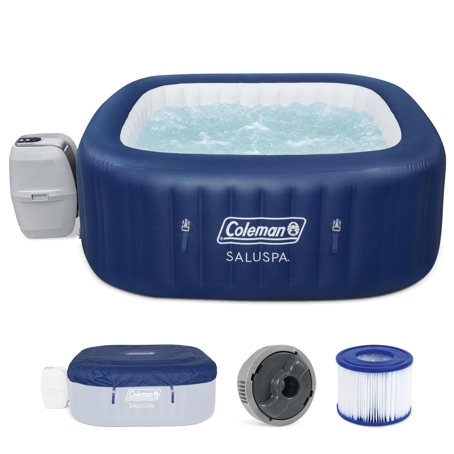Coleman SaluSpa Atlantis AirJet Inflatable Hot Tub with 140 Soothing Jets, Blue