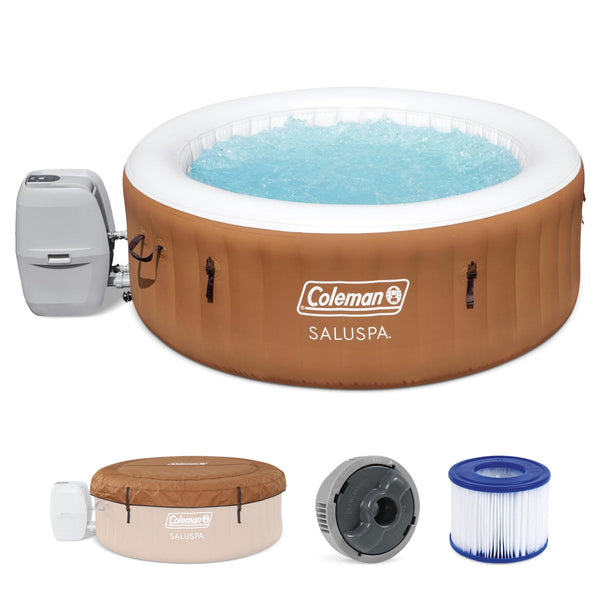 Coleman SaluSpa Ponderosa AirJet Inflatable Round Hot Tub with 120 Jets, Orange