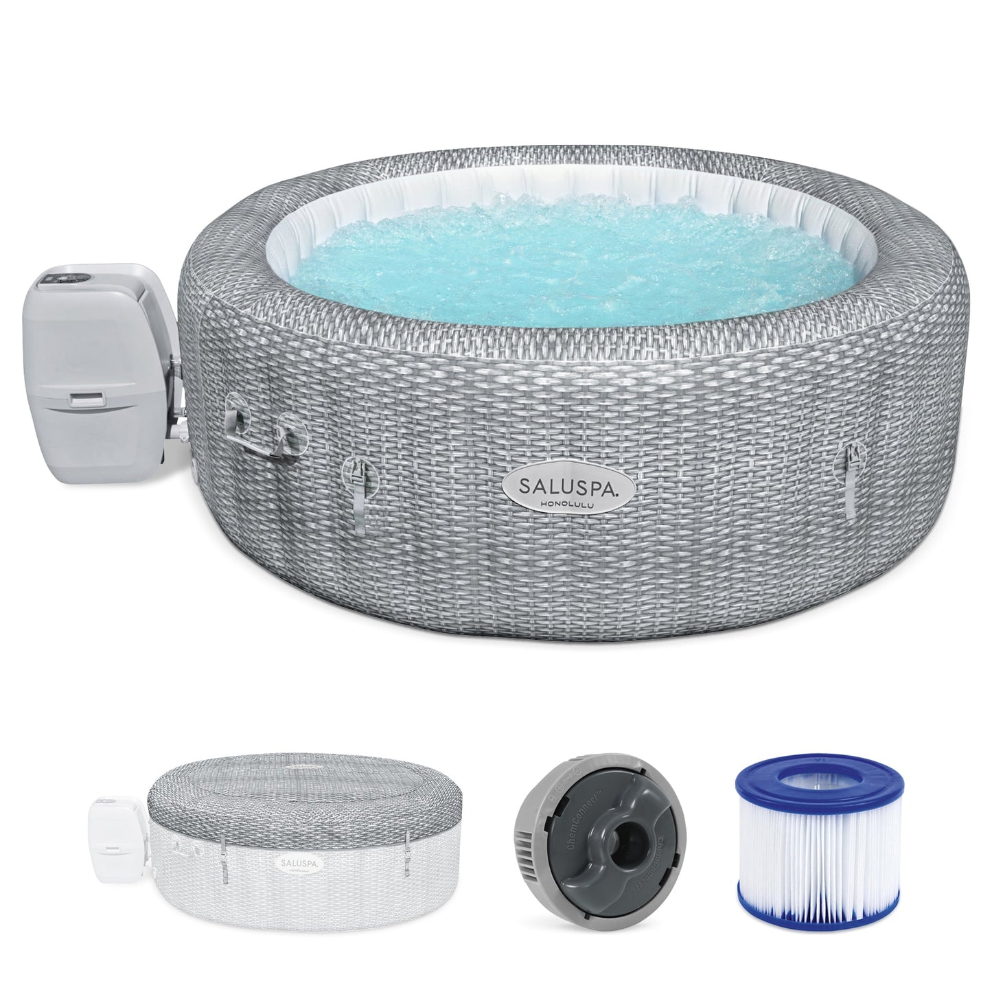 Bestway SaluSpa Honolulu AirJet Inflatable Hot Tub with 140 Soothing Jets, Gray