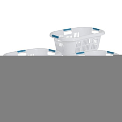 Rubbermaid Small Laundry Basket 2.1 Bushel Hip-Hugger Plastic Bin, White, 4 Pack
