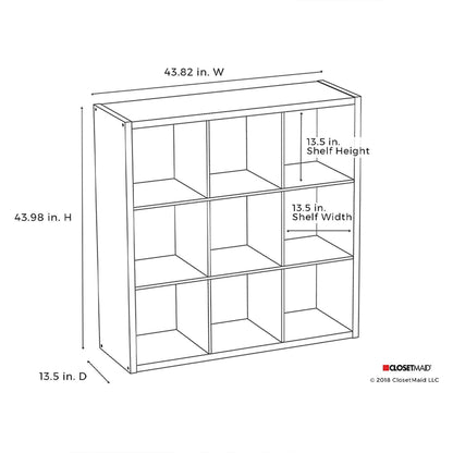 ClosetMaid Decorative Bookcase Open Back 9-Cube Storage Organizer, Graphite Gray