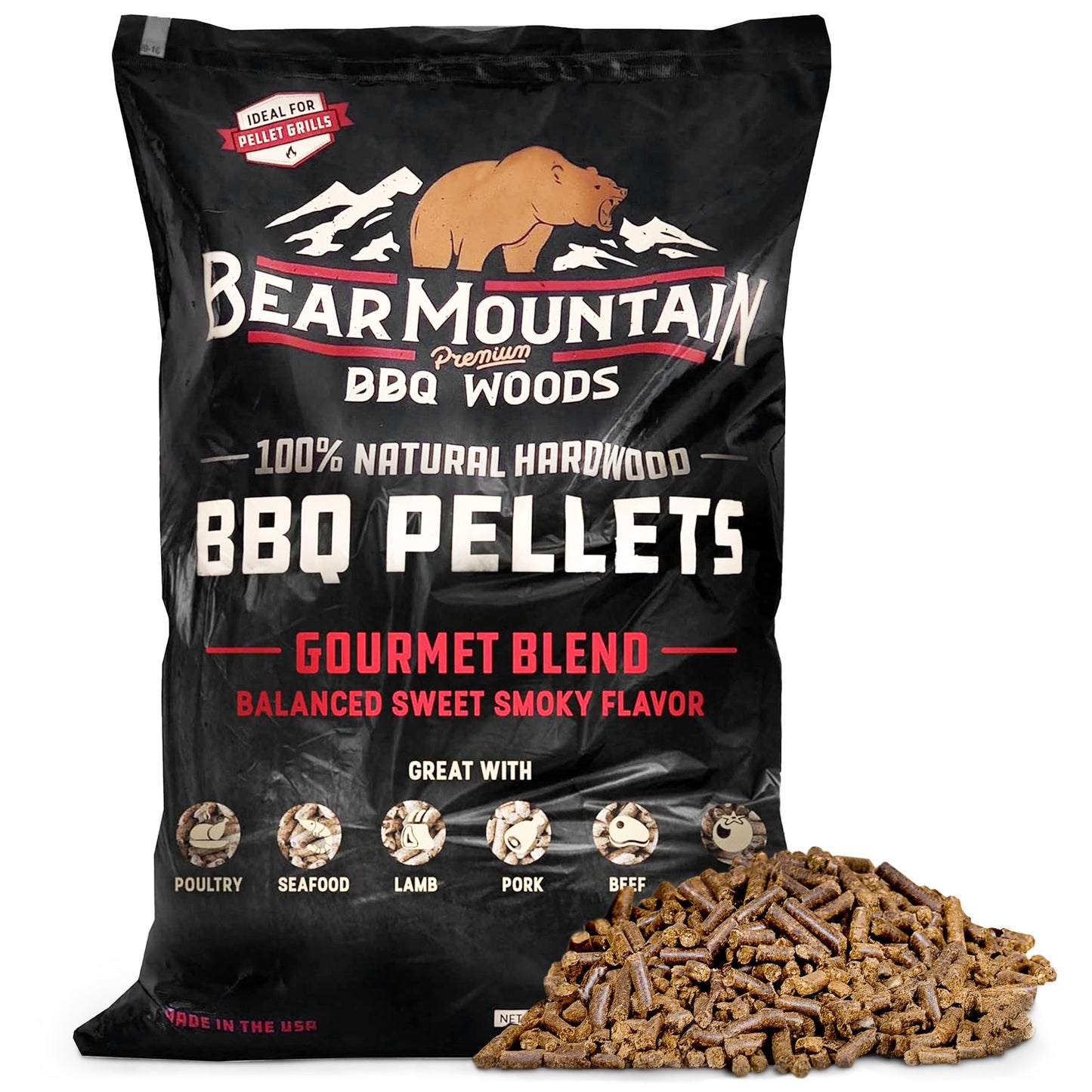 Bear Mountain BBQ All-Natural Hardwood Gourmet Blend Smoker Pellets, 20 Pounds