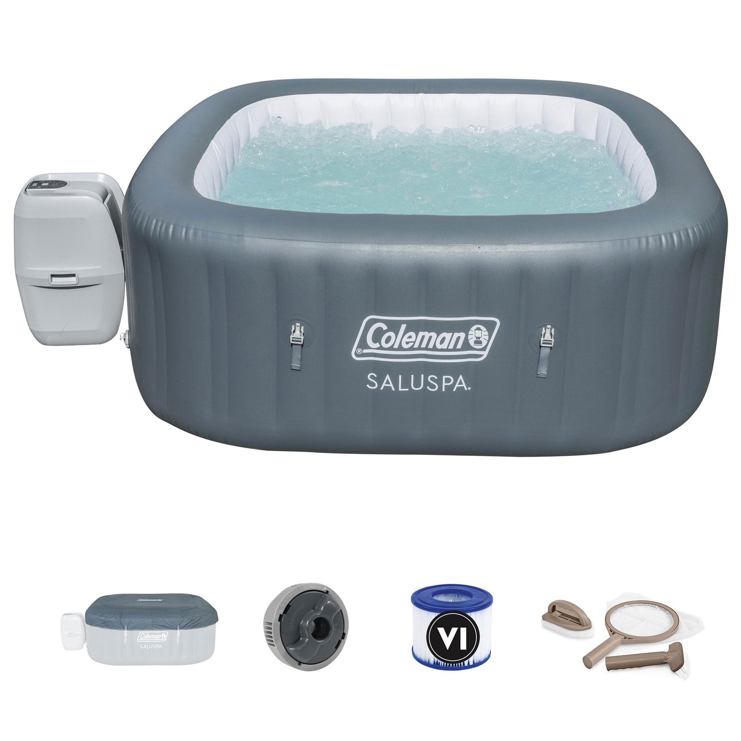 Coleman SaluSpa 4 Person Inflatable Outdoor Hot Tub Spa & Intex Maintenance Kit