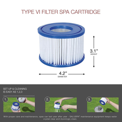 Coleman SaluSpa 4 Person Portable Inflatable Square Hot Tub & 12 Bestway Filters