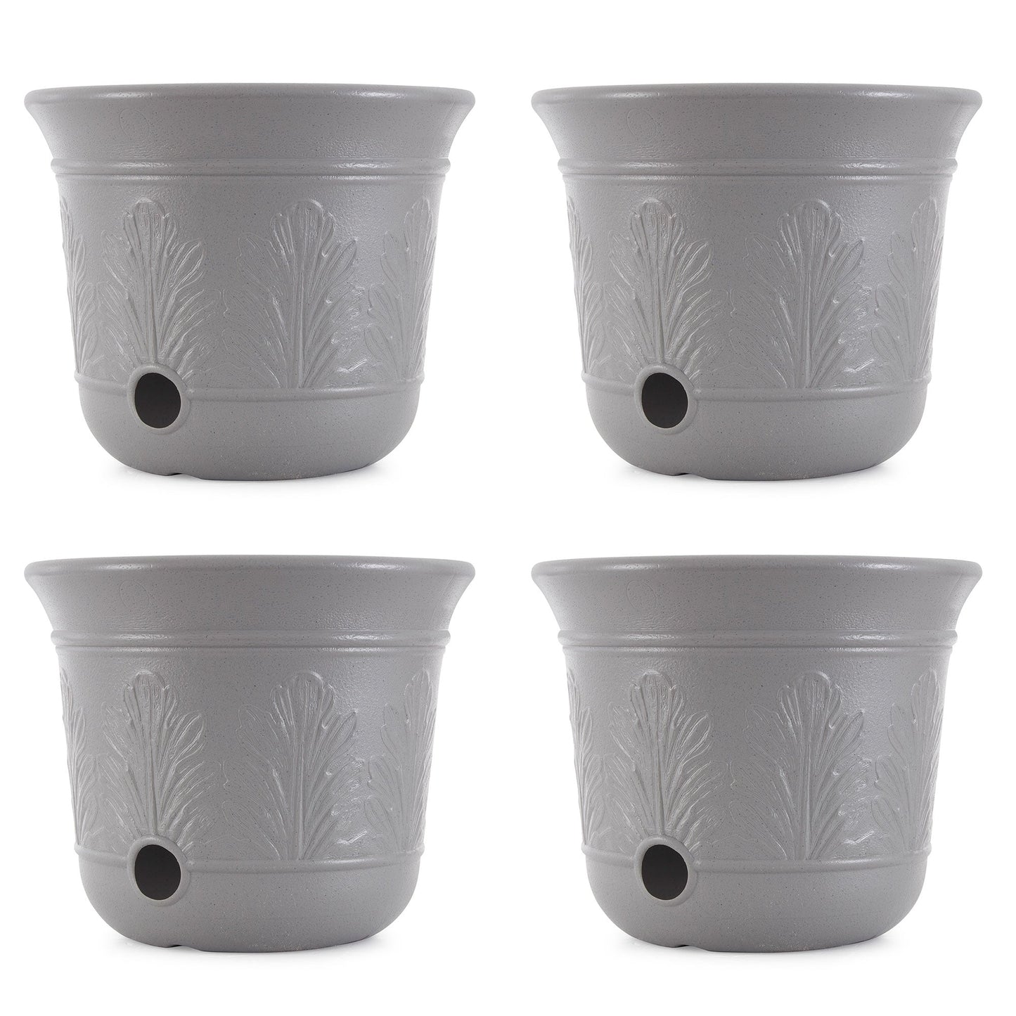 Suncast 300 Foot Heavy Duty 5 Gallon Decorative Garden Hose Pot, Gray (4 Pack)