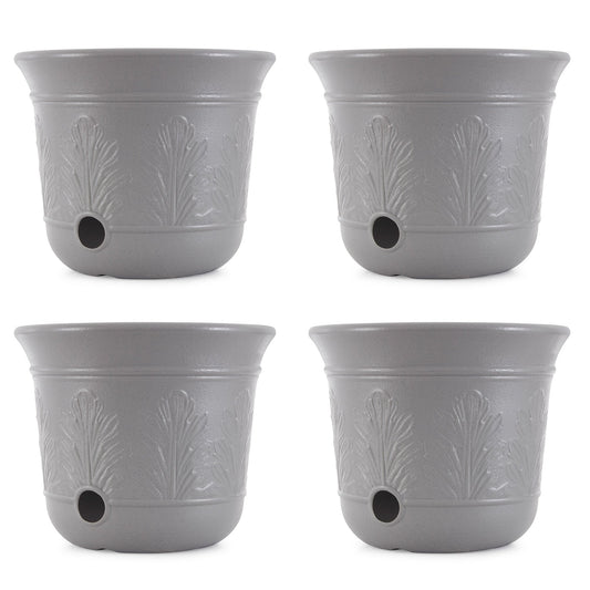 Suncast 300 Foot Heavy Duty 5 Gallon Decorative Garden Hose Pot, Gray (4 Pack)