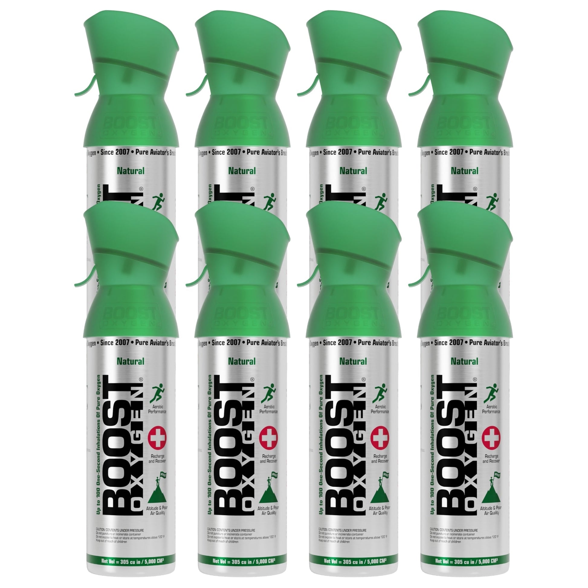 Boost Oxygen 5 Liter Canned Oxygen Bottle with Mouthpiece, Natural (8 Pack) - Find Fresh Goods