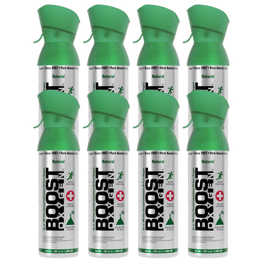Boost Oxygen 5 Liter Canned Oxygen Bottle with Mouthpiece, Natural (8 Pack) - Find Fresh Goods