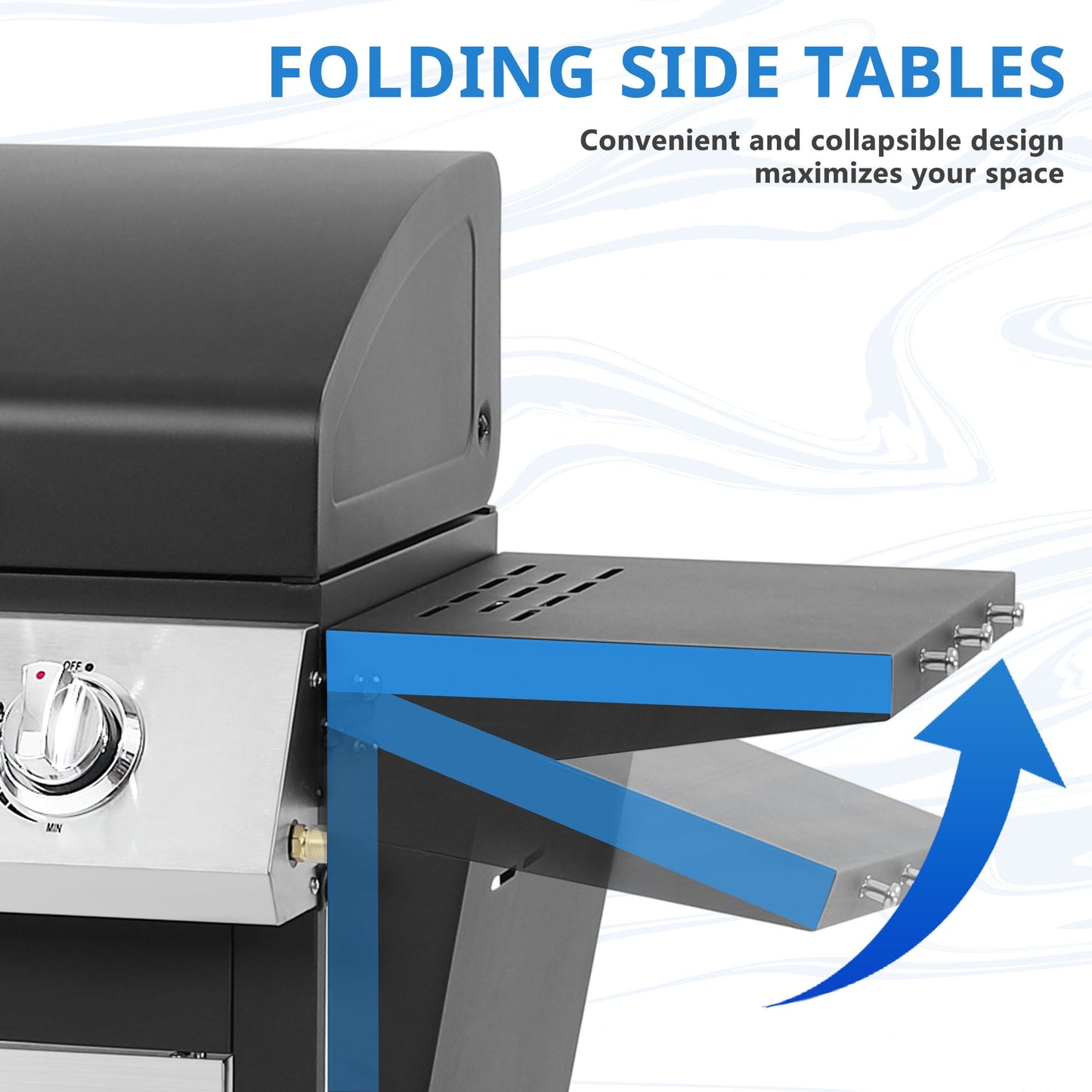 SEGMART 4 Burner BBQ Propane Gas Grill, Stainless Steel 40,000 BTU Patio Garden Barbecue Grill with Folding Side Tables, Cleaning Brush & Thermometer, Perfect for Camping, Outdoor Cooking