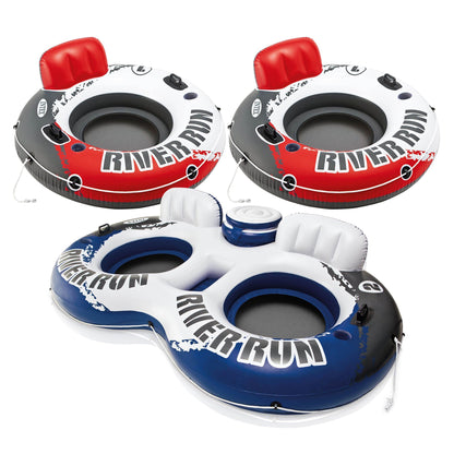 Intex Floating Water Tube Lake Pool (2 Pack) & River Run II 2 Person Pool Tube