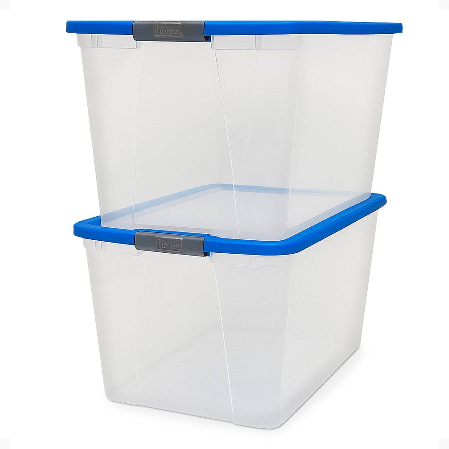 Homz 64 Qt Secure Latch Large Clear Stackable Storage Container w/ Lid (2 Pack)