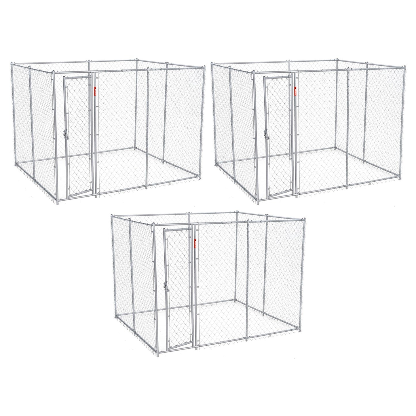 Lucky Dog 10' x 10' Heavy Duty Outdoor Chain Link Dog Kennel w/ Door (3 Pack)