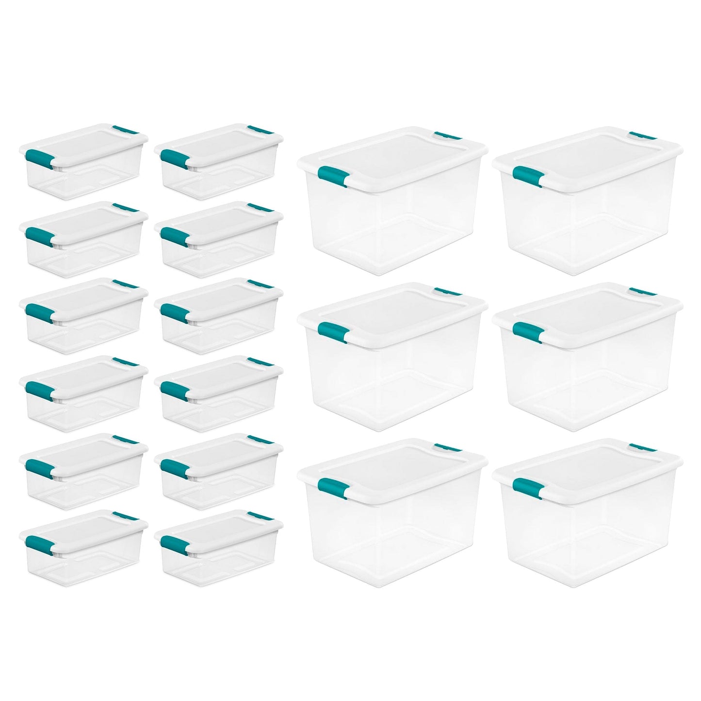 Sterilite 6 Qt Latch Storage Box,12 Pack, and 64 Qt Latch Storage Box, 6 Pack