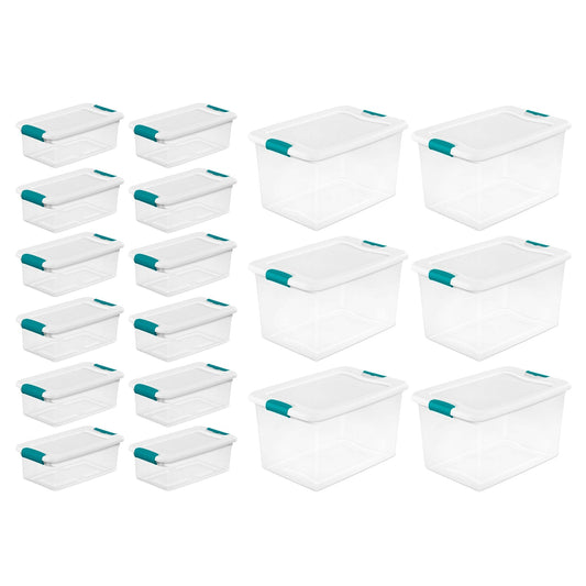 Sterilite 6 Qt Latch Storage Box,12 Pack, and 64 Qt Latch Storage Box, 6 Pack