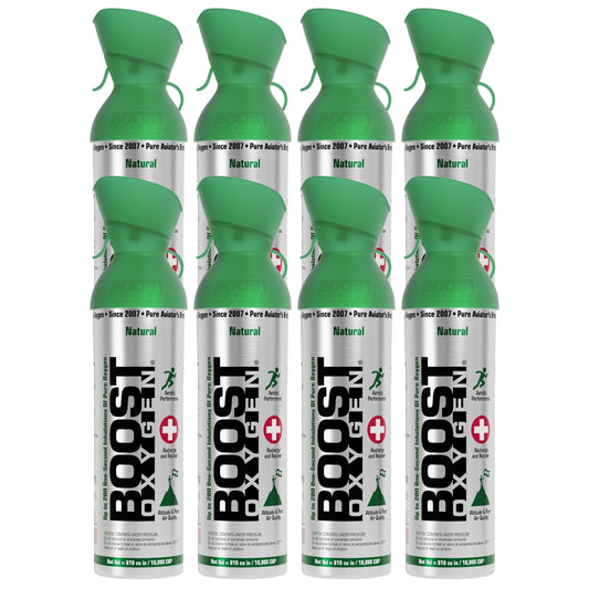 Boost Oxygen 10 Liter Canned Oxygen Bottle with Mouthpiece, Natural (8 Pack)