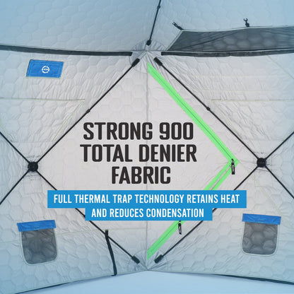 CLAM X-600 Portable 11.5' 6 Person Ice Team Thermal Hub Shelter w/Dimmable Light