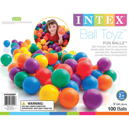 Intex 100 Pieces Large Plastic Fun Ballz for Ball Pits, Multicolor (6 Pack)