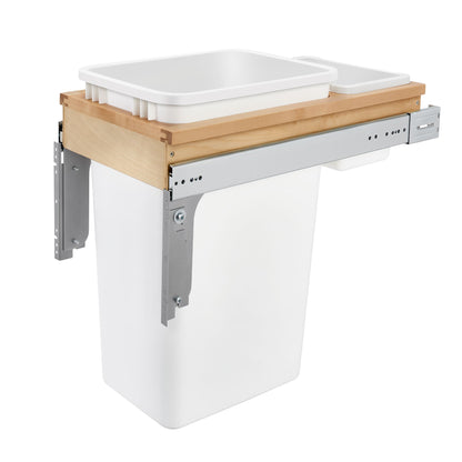 Rev-A-Shelf Single Pullout Top Mount Trash Can 50 qt., White, 4WCTM-1550DM-1