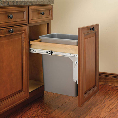 Rev-A-Shelf Pullout Top Mount Trash Can 35 qt., Silver, 4WCTM-1516DM-1