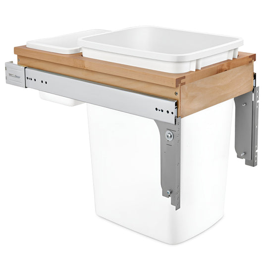 Rev-A-Shelf Single Pullout Top Mount Trash Can 35 qt., White, 4WCTM-12DM1