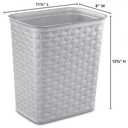 Sterilite 3.4 Gallon/13 Liter Decorative Weave Wastebasket, Cement (6 Pack)