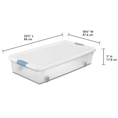 Sterilite 56 Quart Latching Stackable Wheeled Storage Container w/ Lid, (8 Pack)