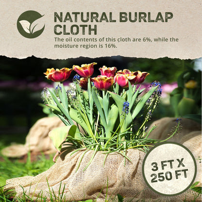 Dewitt 5.5oz 3' x 250' Medium Weave Natural Burlap Cloth Liner for Weed Control
