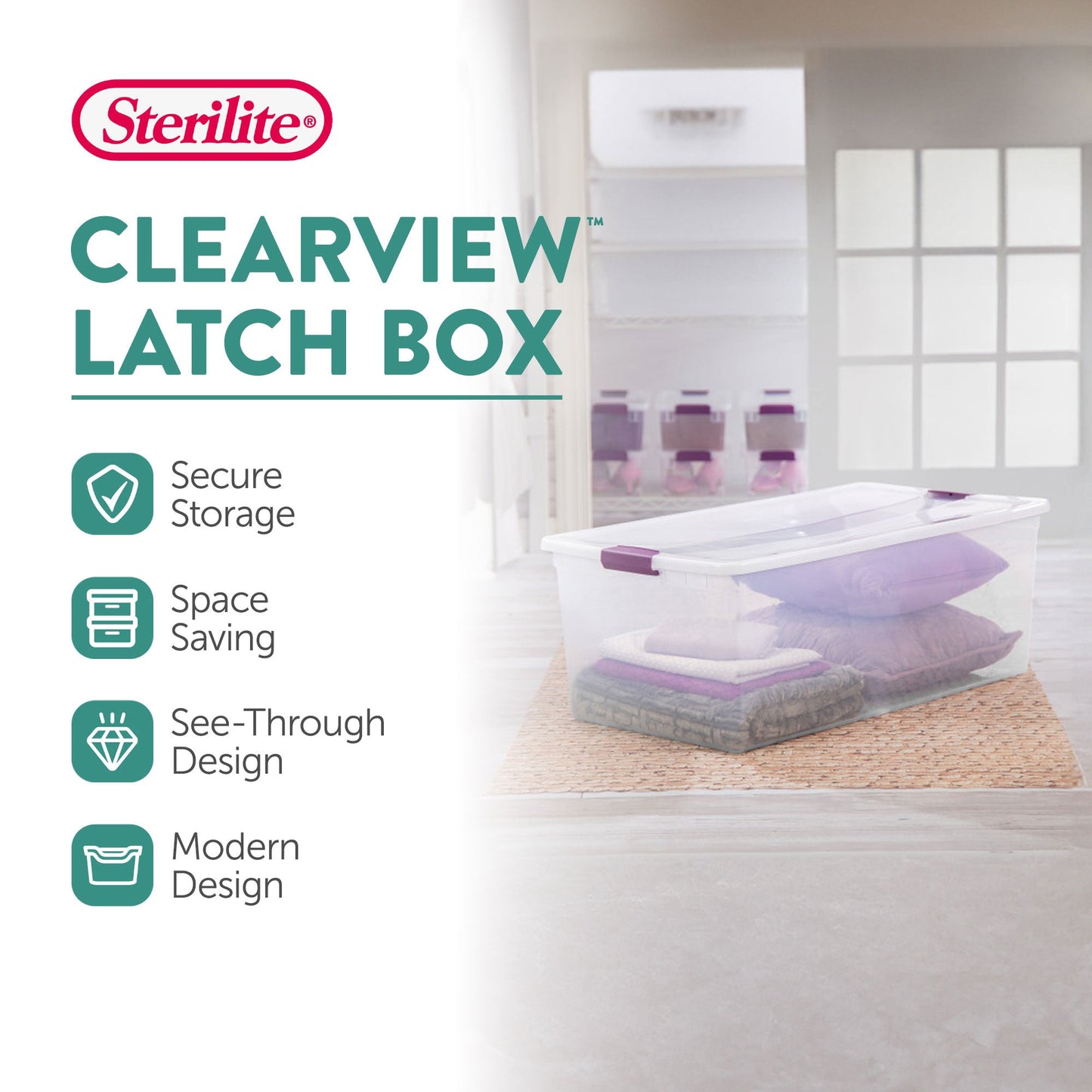 Sterilite 110 Qt Clear Storage Organization Box w/ Secure Latching Lid (12 Pack)