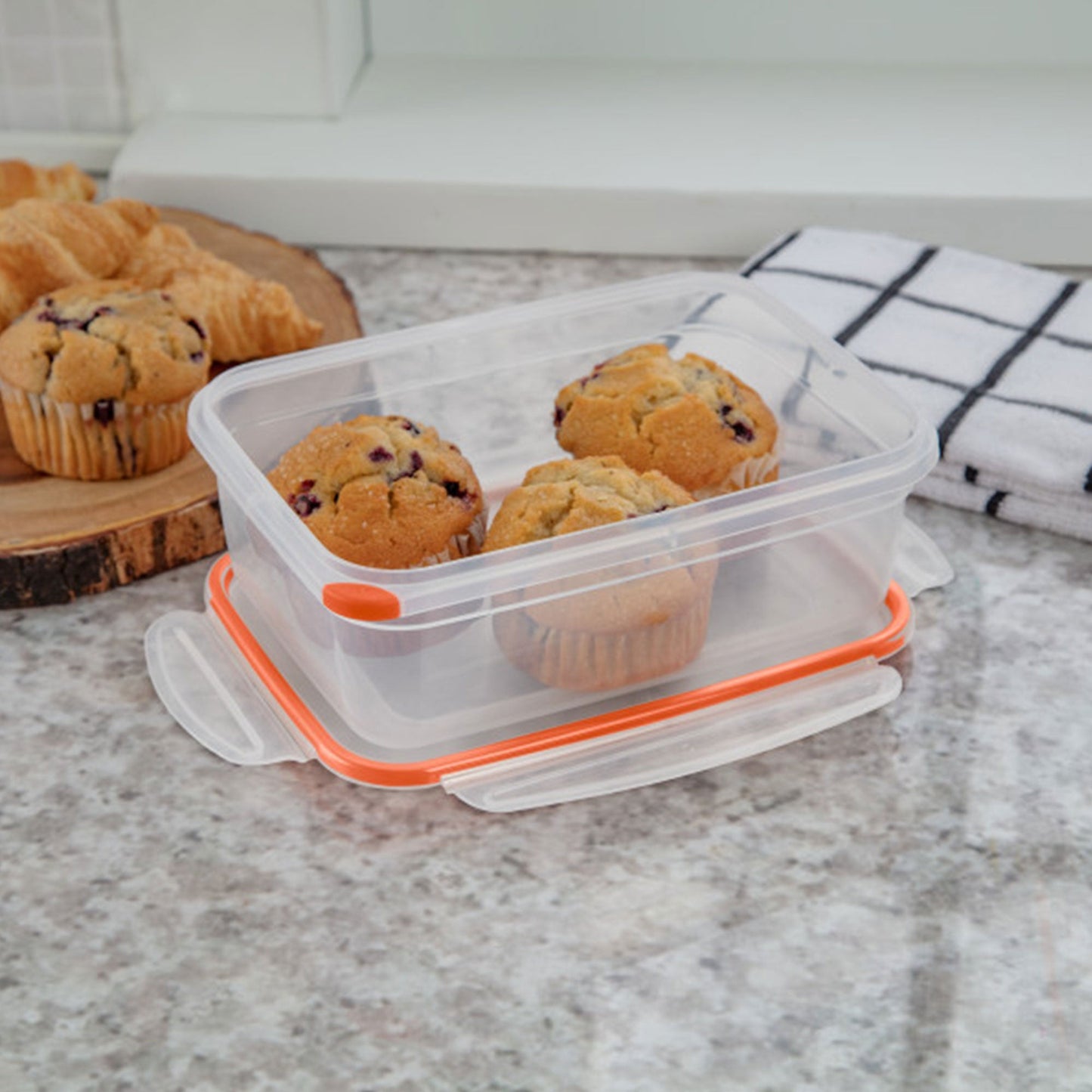 Sterilite 03221106 8.3 Cup Rectangle Ultra-Seal Food Container, Orange (6 Pack)