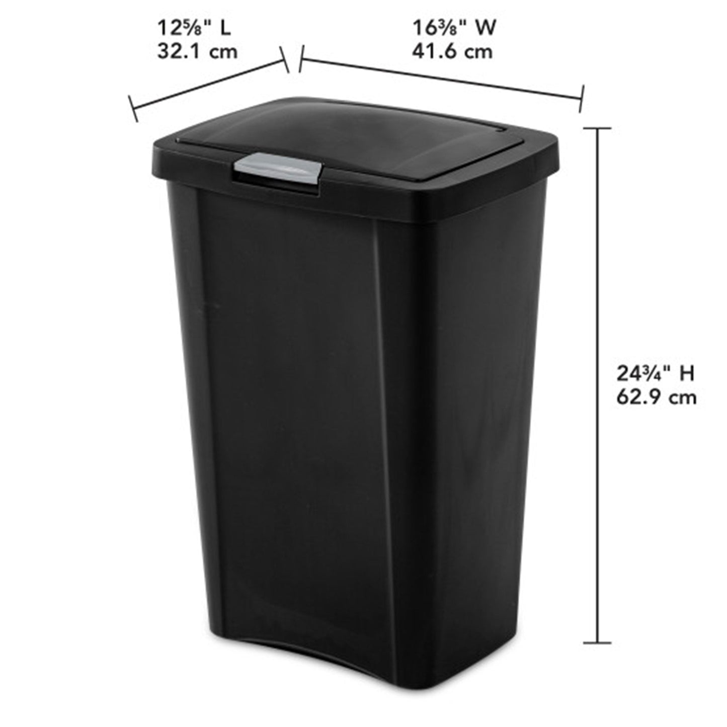 Sterilite 13 Gallon TouchTop Wastebasket with Titanium Latch, Black (4 Pack)