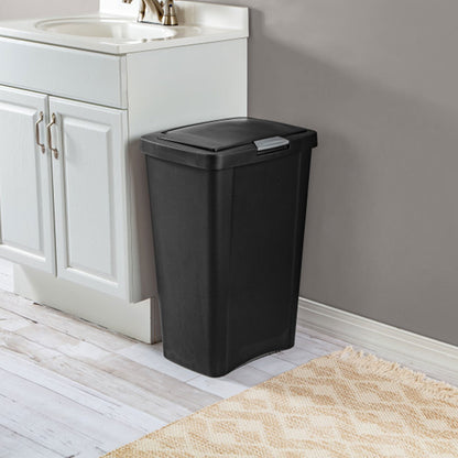 Sterilite 13 Gallon TouchTop Wastebasket with Titanium Latch, Black (4 Pack)
