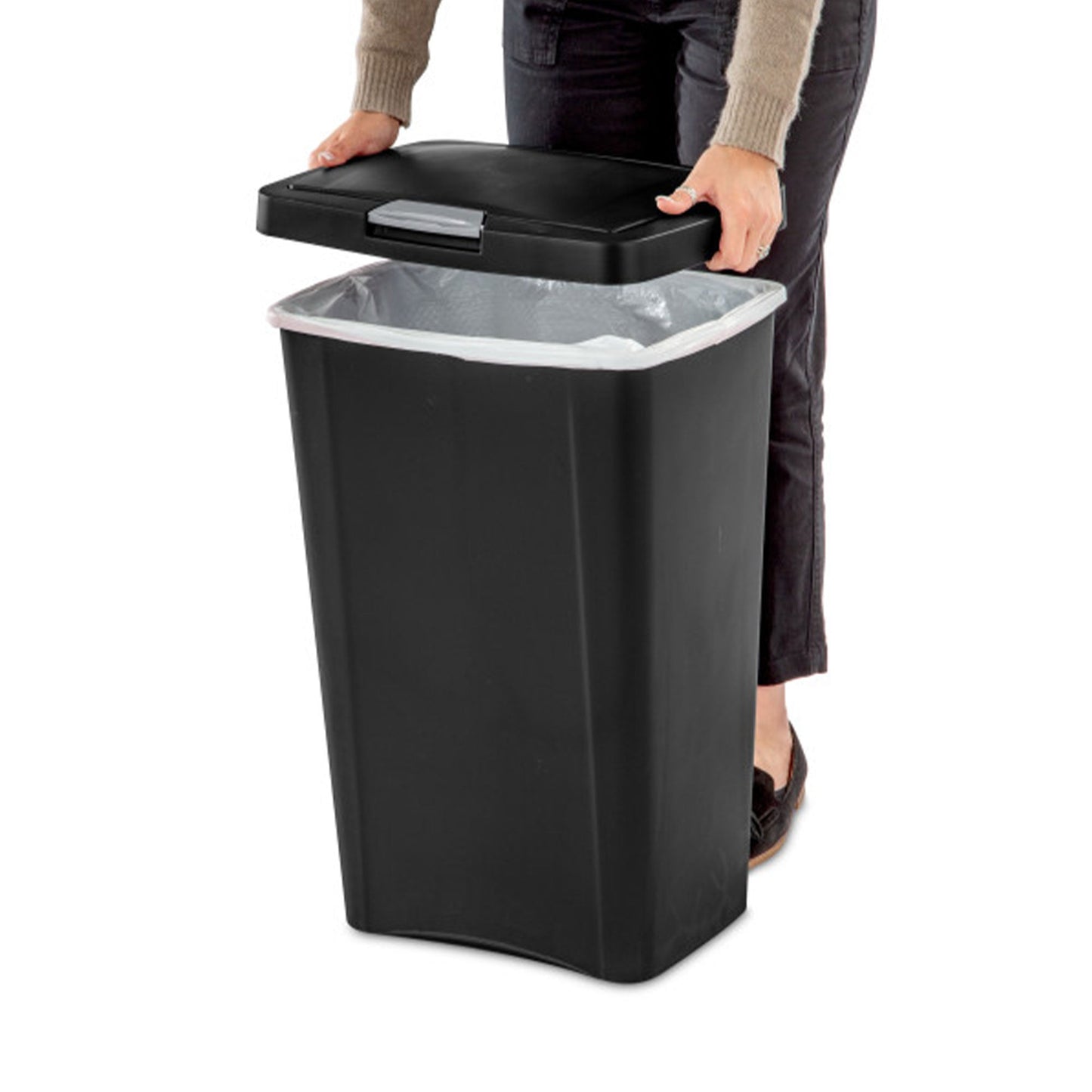 Sterilite 13 Gallon TouchTop Wastebasket with Titanium Latch, Black (4 Pack)