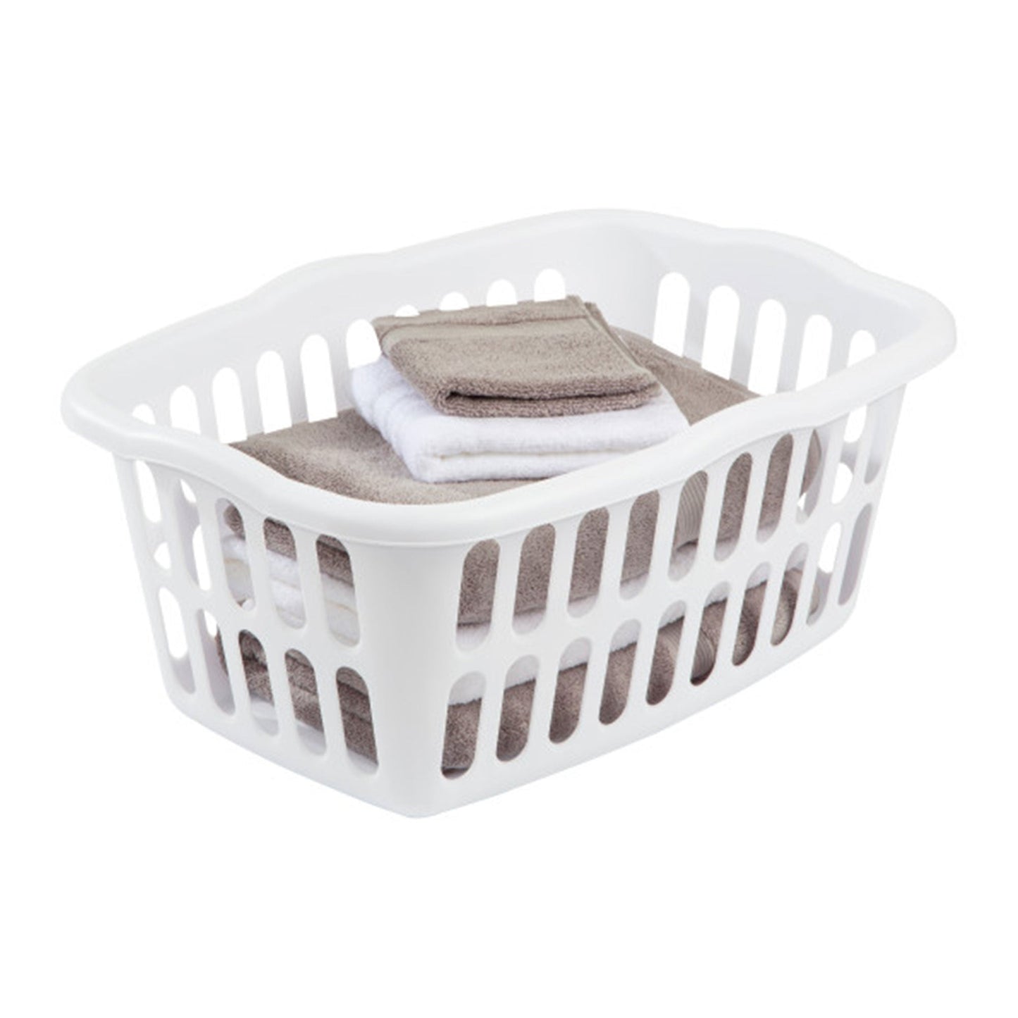 Sterilite 1.5 Bushel Rectangular Plastic Laundry Basket Bins, White, 12 Pack