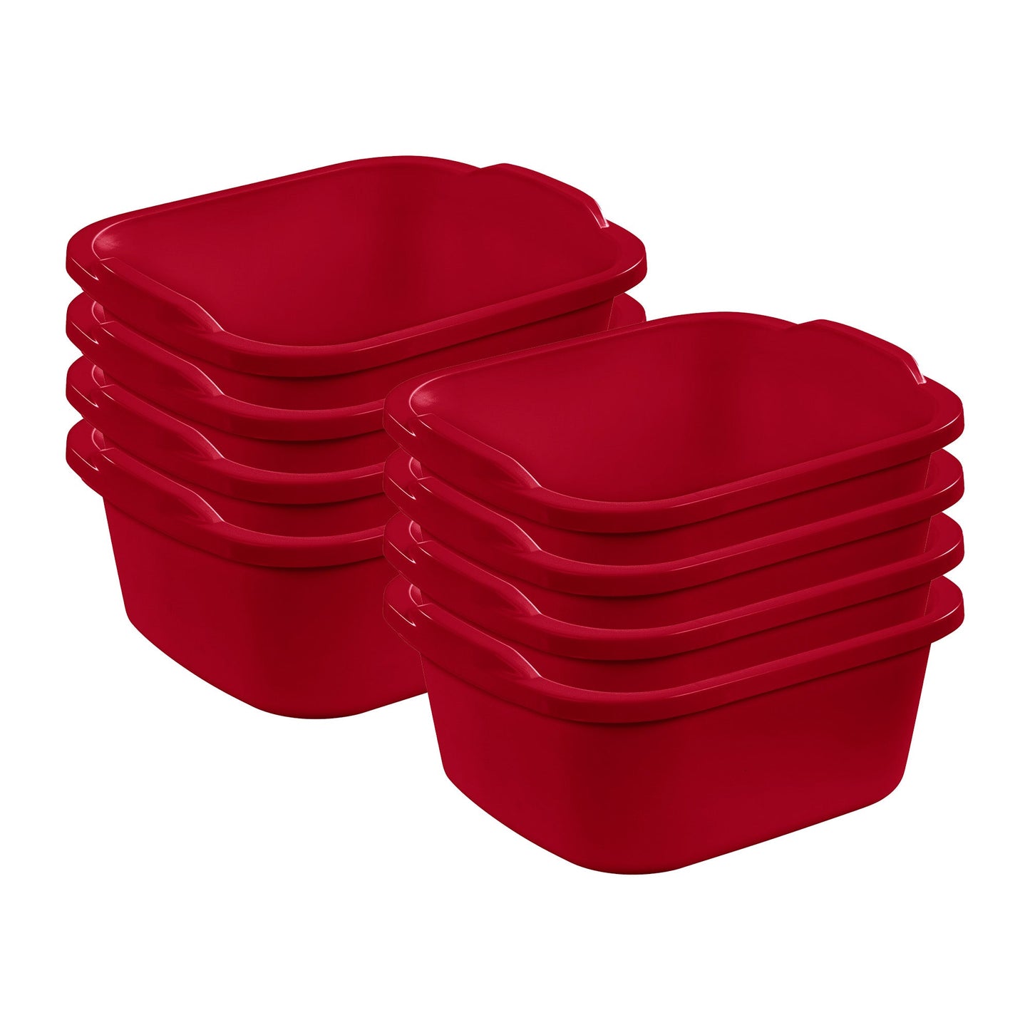 Sterilite Large Multi-Function Home 12-Qt Sink Dish Washing Pan, Red (8 Pack)