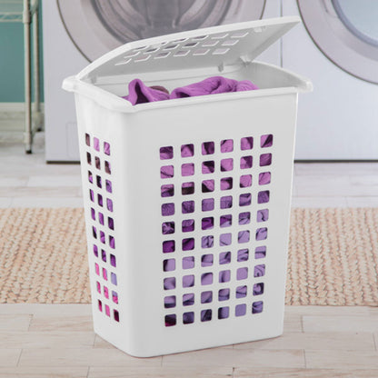 Sterilite Rectangular LiftTop Plastic Clothes Laundry Hamper Bin w/ Lid (4 Pack)