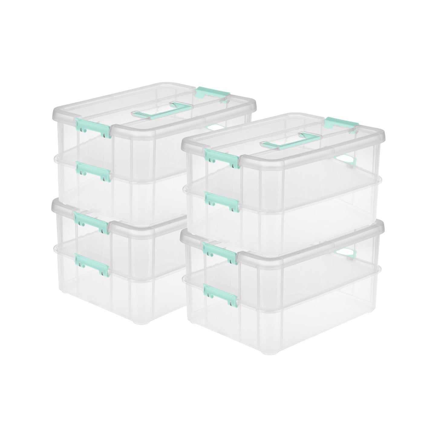 Sterilite Stack and Carry 2 Layer Handle Box Stackable Storage Container, 4 Pack