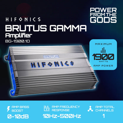 Hifonics BG-1900.1D Brutus Gamma Mono D 1900W Car Audio Subwoofer Amp, Bass Knob - Find Fresh Goods