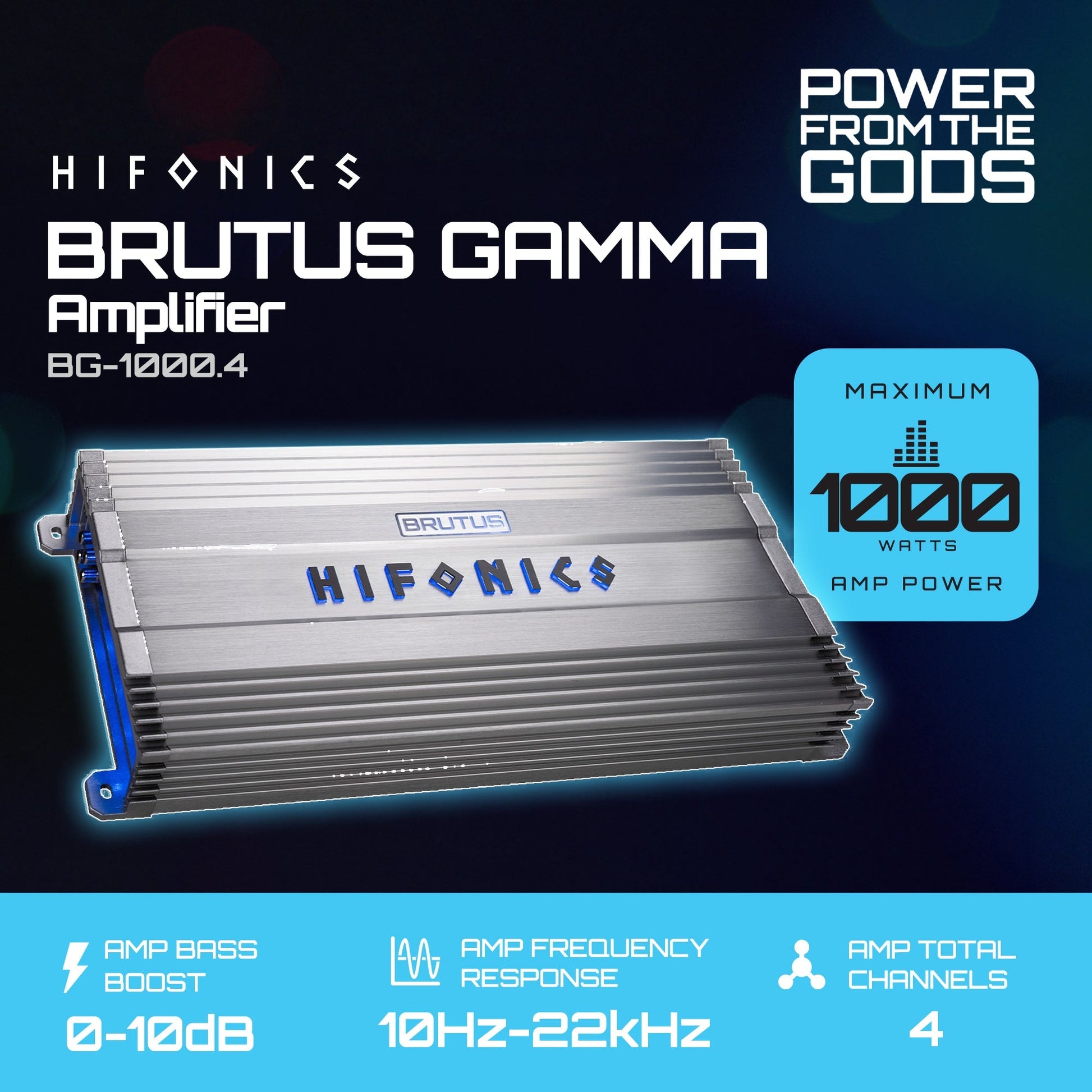Hifonics BG-1000.4 Brutus Gamma 4 Channel 1000W Car Audio Subwoofer Amplifier - Find Fresh Goods