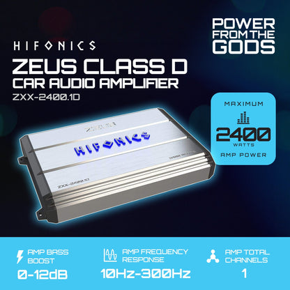 Hifonics Zeus 2400W Max Class D Monoblock Car Audio Amp & Bass Knob, ZXX-2400.1D - Find Fresh Goods