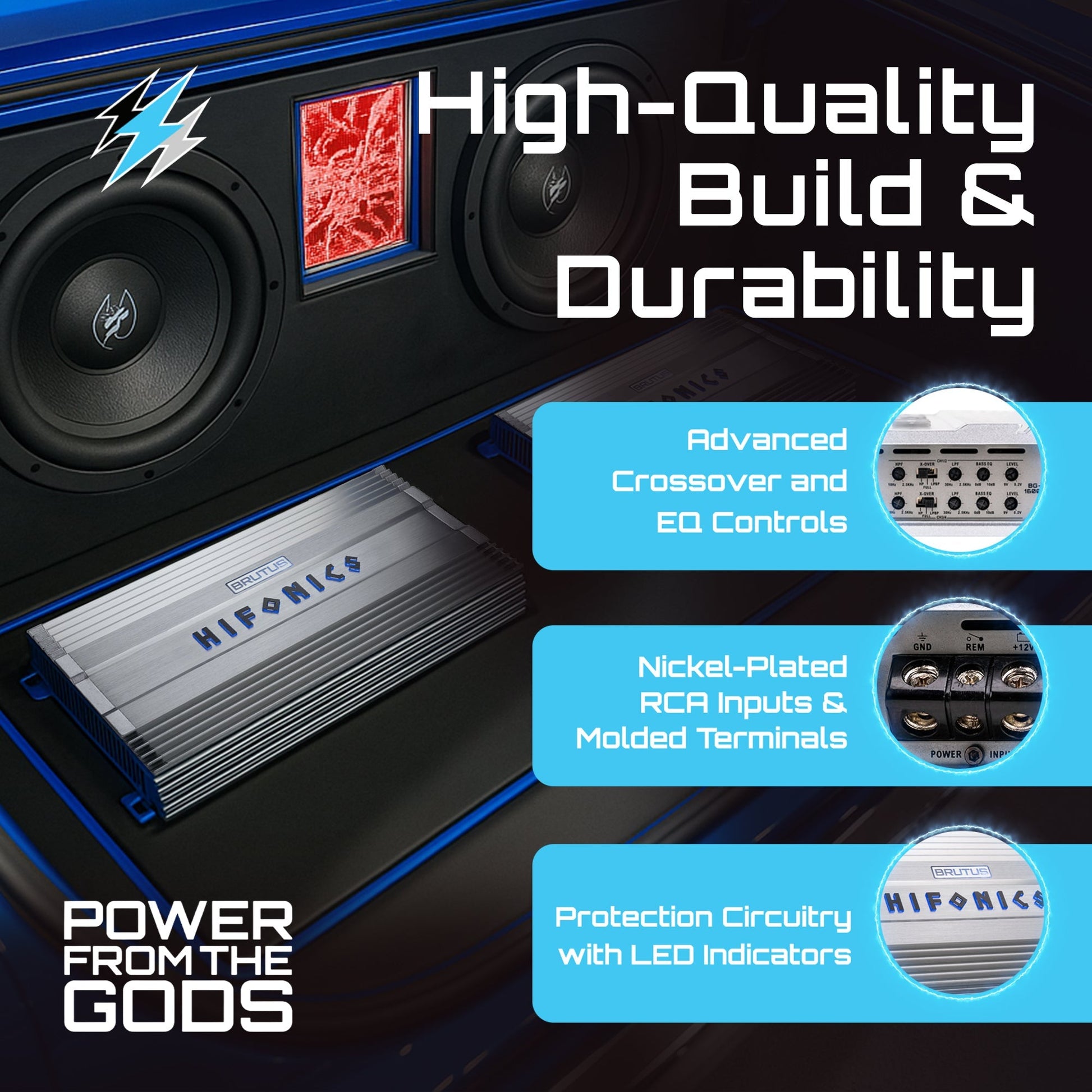 Hifonics BG-1600.4 Brutus Gamma 4 Channel 1600W Car Audio Subwoofer Amplifier - Find Fresh Goods