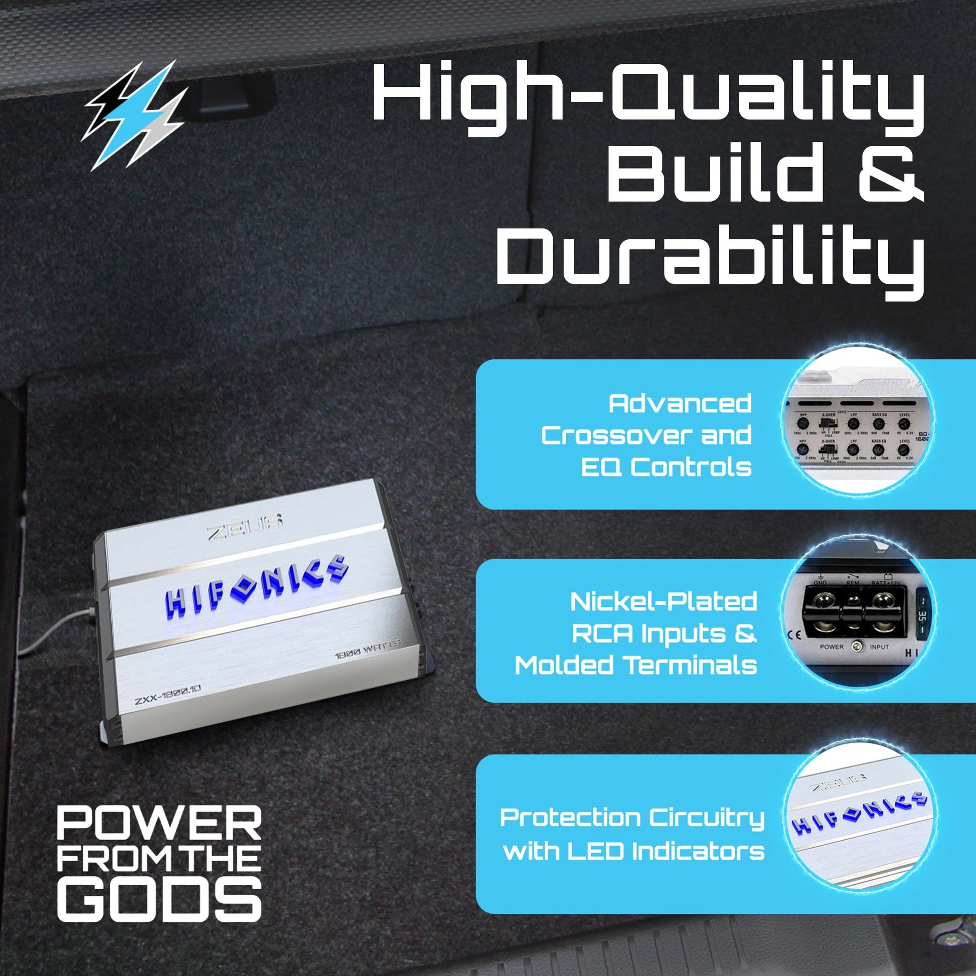 Hifonics Zeus 1800W Max Class D Monoblock Car Audio Amp & Bass Knob, ZXX-1800.1D - Find Fresh Goods