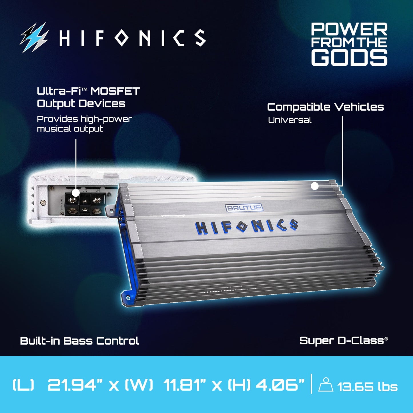 Hifonics BG-4000.1D Brutus Gamma Mono D 4000W Car Audio Subwoofer Amp, Bass Knob - Find Fresh Goods