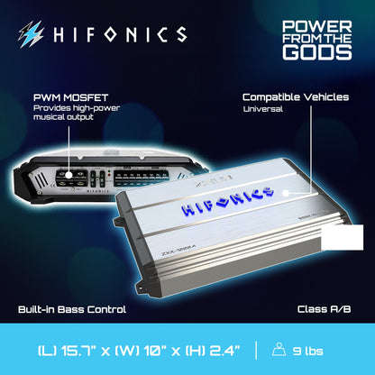 Hifonics ZXX-1000.4 1000 Watt 4 Channel Class A/B Bridgeable Car Amp Amplifier - Find Fresh Goods
