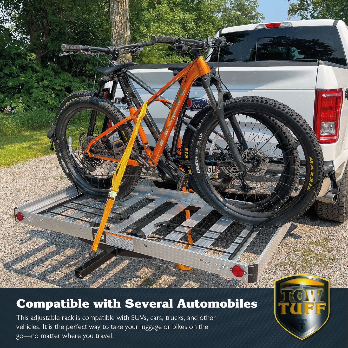 Tow Tuff TTF-2762ACBR Heavy Duty 2-in-1 Aluminum Cargo Carrier with Bike Rack - Find Fresh Goods